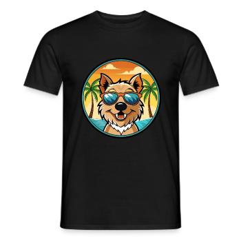 Lucas Terrier Chien Race Dessin Animé Lunettes de Soleil Plage - T-shirt homme - noir - Devant - AI Model Male 178 light (178cm)