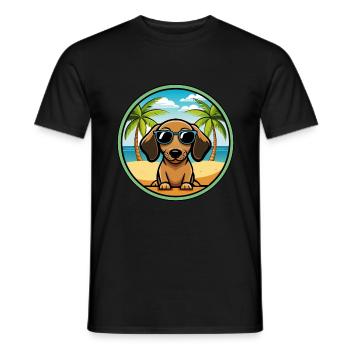 Miniatur Dackel Hund Rasse Cartoon Sonnenbrille - Männer T-Shirt - Schwarz - Vorne - AI Model Male 178 light (178cm)
