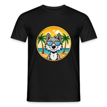 Kunming Wolfdog Rasse Cartoon Sonnenbrille Strand - Männer T-Shirt - Schwarz - Vorne - AI Model Male 178 light (178cm)