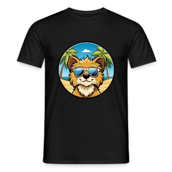 Lowchen Petit Lion Chien Race Dessin Animé Lunettes de Soleil - T-shirt homme - noir - Devant - AI Model Male 178 light (178cm)