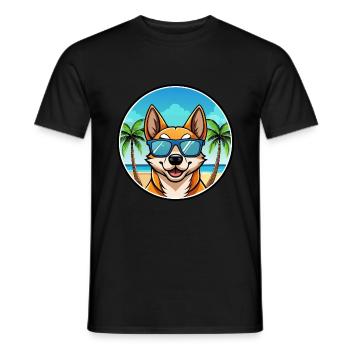 Lundehund Chien Race Dessin Animé Lunettes De Soleil Plage - T-shirt homme - noir - Devant - AI Model Male 178 light (178cm)