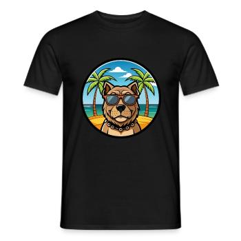 Mallorca Mastiff Dog Breed Cartoon Sunglass Beach - Men's T-Shirt - black - Front - AI Model Male 178 light (178cm)