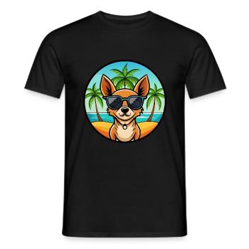 Miniatur Pinscher Hund Rasse Cartoon Sonnenbrille - Männer T-Shirt - Schwarz - Vorne - AI Model Male 178 light (178cm)
