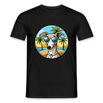 Lévrier italien race chien dessin animé lunettes de soleil plage - T-shirt homme - noir - Devant - AI Model Male 178 light (178cm)