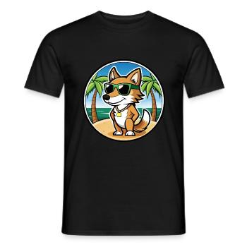 Italien Volpino Chien Race Dessin Animé Lunettes De Soleil Plage - T-shirt homme - noir - Devant - AI Model Male 178 light (178cm)