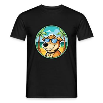 Koolie Chien Race Dessin Animé Lunettes de Soleil Plage - T-shirt homme - noir - Devant - AI Model Male 178 light (178cm)