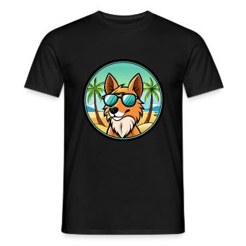 Mudi Hunderasse Cartoon Sonnenbrille Strand - Männer T-Shirt - Schwarz - Vorne - AI Model Male 178 light (178cm)