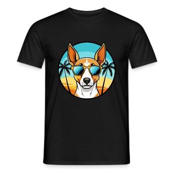 Ibizan Hound Dog Breed Cartoon Sunglasses Beach - Men's T-Shirt - black - Front - AI Model Male 178 light (178cm)
