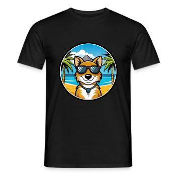New Zealand Huntaway Dog Breed Cartoon Sunglasses - Men's T-Shirt - black - Front - AI Model Male 178 light (178cm)
