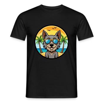 Mittelschnauze Hunderasse Cartoon Sonnenbrille Strand - Männer T-Shirt - Schwarz - Vorne - AI Model Male 178 light (178cm)