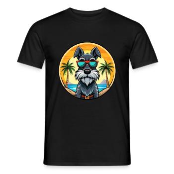Mittelschnauzer Hunderasse Cartoon Sonnenbrille Strand - Männer T-Shirt - Schwarz - Vorne - AI Model Male 178 light (178cm)