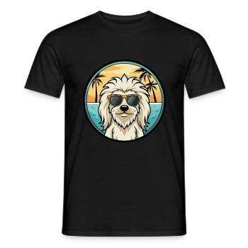 Komondor Chien Race Dessin Animé Lunettes de Soleil Plage - T-shirt homme - noir - Devant - AI Model Male 178 light (178cm)