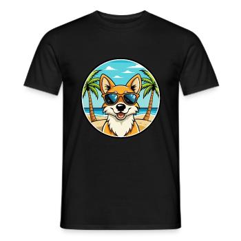 Neuguinea Singende Hunderasse Cartoon Sonnenbrille - Männer T-Shirt - Schwarz - Vorne - AI Model Male 178 light (178cm)