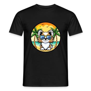Japanese Chin Dog Breed Cartoon Sunglasses Beach - Men's T-Shirt - black - Front - AI Model Male 178 light (178cm)