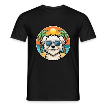 Maltese Dog Breed Cartoon Sunglasses Beach - Men's T-Shirt - black - Front - AI Model Male 178 light (178cm)