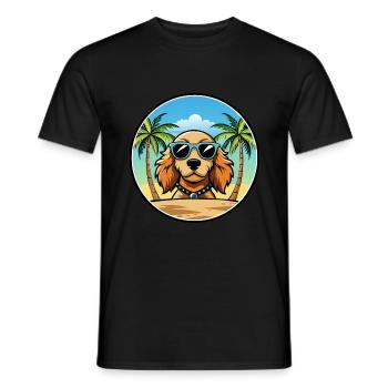 Norfolk Spaniel Dog Breed Cartoon Sunglasses Beach - Men's T-Shirt - black - Front - AI Model Male 178 light (178cm)