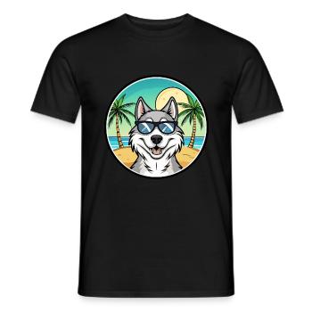 Northern Inuit Dog Breed Cartoon Sunglasses Beach - Men's T-Shirt - black - Front - AI Model Male 178 light (178cm)