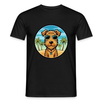 Lakeland Terrier Chien Race Dessin Animé Lunettes De Soleil Plage - T-shirt homme - noir - Devant - AI Model Male 178 light (178cm)