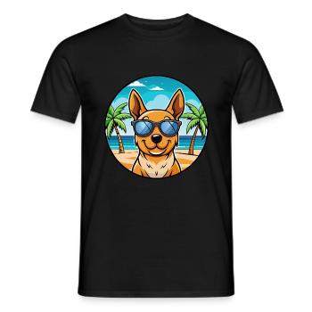 Lancashire Heeler Dog Breed Cartoon Sunglass Beach - Men's T-Shirt - black - Front - AI Model Male 178 light (178cm)