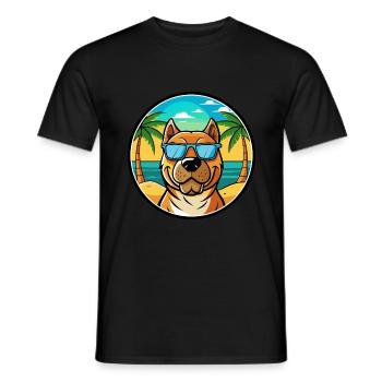 Perro De Presa Canario Hunderasse Cartoon Strand - Männer T-Shirt - Schwarz - Vorne - AI Model Male 178 light (178cm)