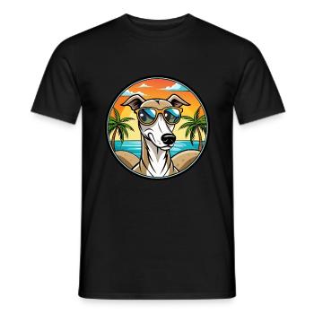 Lévrier polonais race chien dessin animé lunettes de soleil plage - T-shirt homme - noir - Devant - AI Model Male 178 light (178cm)