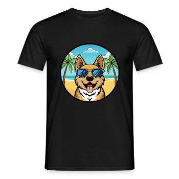 Plage de dessin animé de race de chien Ovcharka de Russie du Sud - T-shirt homme - noir - Devant - AI Model Male 178 light (178cm)
