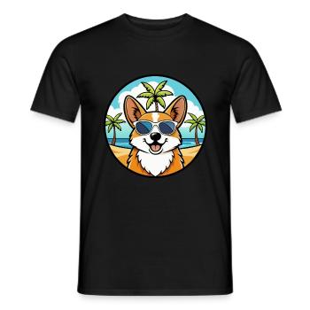 Pembroke Welsh Corgi Dog Breed Cartoon Sunglasses - Men's T-Shirt - black - Front - AI Model Male 178 light (178cm)