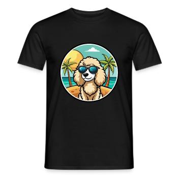 Poodle Dog Breed Cartoon Sunglasses Beach - Men's T-Shirt - black - Front - AI Model Male 178 light (178cm)