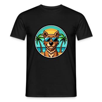 Pudelpointer Hunderasse Cartoon Sonnenbrille Strand - Männer T-Shirt - Schwarz - Vorne - AI Model Male 178 light (178cm)