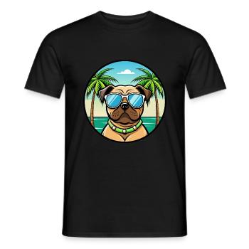 Pug Dog Breed Cartoon Sunglasses Beach - Men's T-Shirt - black - Front - AI Model Male 178 light (178cm)