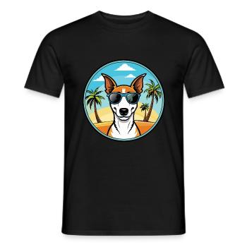 Smooth Fox Terrier Chien Race Dessin Animé Lunettes de soleil - T-shirt homme - noir - Devant - AI Model Male 178 light (178cm)