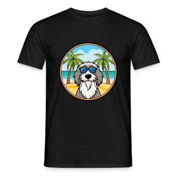 Chien de berger portugais race dessin animé lunettes de soleil plage - T-shirt homme - noir - Devant - AI Model Male 178 light (178cm)