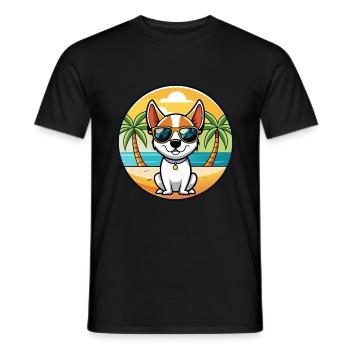 Rat Terrier Hund Rasse Cartoon Sonnenbrille Strand - Männer T-Shirt - Schwarz - Vorne - AI Model Male 178 light (178cm)