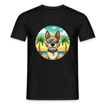Bétail portugais Chien Race Dessin Animé Lunettes De Soleil Plage - T-shirt homme - noir - Devant - AI Model Male 178 light (178cm)