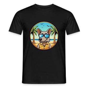 Ratonero Valenciano Lunettes de soleil de dessin animé de race de chien - T-shirt homme - noir - Devant - AI Model Male 178 light (178cm)