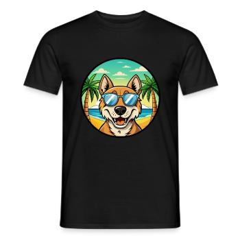 Russischer Jagdhund Rasse Cartoon Sonnenbrille Strand - Männer T-Shirt - Schwarz - Vorne - AI Model Male 178 light (178cm)