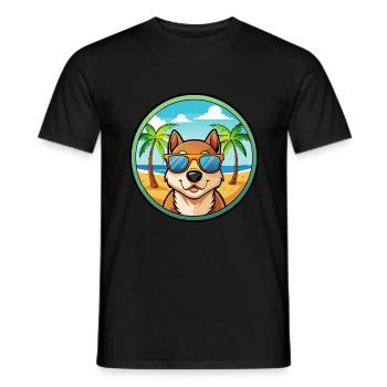 Lunettes de soleil de dessin animé de race de chien de jouet russe plage - T-shirt homme - noir - Devant - AI Model Male 178 light (178cm)