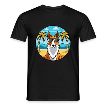 Smooth Collie Chien Race Dessin Animé Lunettes de Soleil Plage - T-shirt homme - noir - Devant - AI Model Male 178 light (178cm)