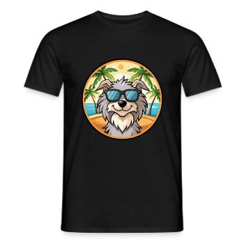 Chien de berger des Pyrénées Race Dessin animé Lunettes de soleil Plage - T-shirt homme - noir - Devant - AI Model Male 178 light (178cm)