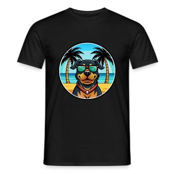 Rottweiler Chien Race Dessin Animé Lunettes De Soleil Plage - T-shirt homme - noir - Devant - AI Model Male 178 light (178cm)
