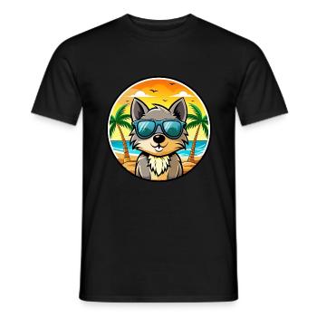 Schipperke Dog Breed Cartoon Sunglasses Beach - Men's T-Shirt - black - Front - AI Model Male 178 light (178cm)