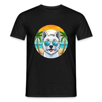 West Highland Terrier Dog Breed Cartoon Sunglasses - Men's T-Shirt - black - Front - AI Model Male 178 light (178cm)
