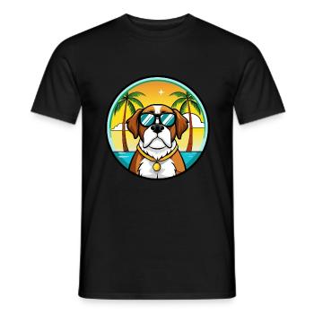 Bernhardiner Hunderasse Cartoon Sonnenbrille Strand - Männer T-Shirt - Schwarz - Vorne - AI Model Male 178 light (178cm)