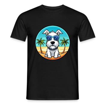 Sealyham Terrier Dog Breed Cartoon Sunglass Beach - Men's T-Shirt - black - Front - AI Model Male 178 light (178cm)