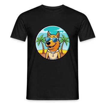 Smaland Hound Hund Rasse Cartoon Sonnenbrille Strand - Männer T-Shirt - Schwarz - Vorne - AI Model Male 178 light (178cm)