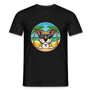 Chien de chasse tricolore serbe race de dessin animé plage - T-shirt homme - noir - Devant - AI Model Male 178 light (178cm)