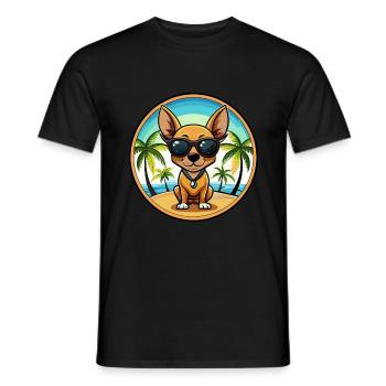 Russian Toy Terrier Dog Breed Cartoon Sunglasses - Men's T-Shirt - black - Front - AI Model Male 178 light (178cm)