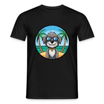 Schapendoes Chien Race Dessin Animé Lunettes de Soleil Plage - T-shirt homme - noir - Devant - AI Model Male 178 light (178cm)