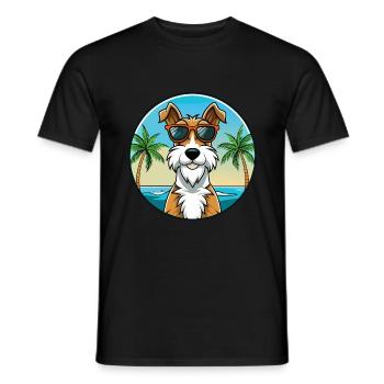 Draht Foxterrier Hunderasse Cartoon Sonnenbrille Strand - Männer T-Shirt - Schwarz - Vorne - AI Model Male 178 light (178cm)