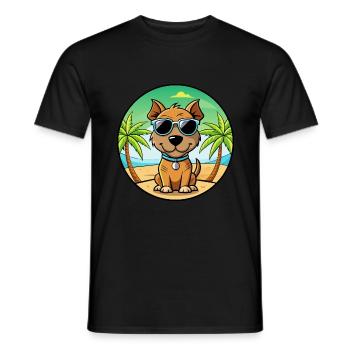 Teddy Roosevelt Terrier Dog Breed Cartoon Beach - Men's T-Shirt - black - Front - AI Model Male 178 light (178cm)